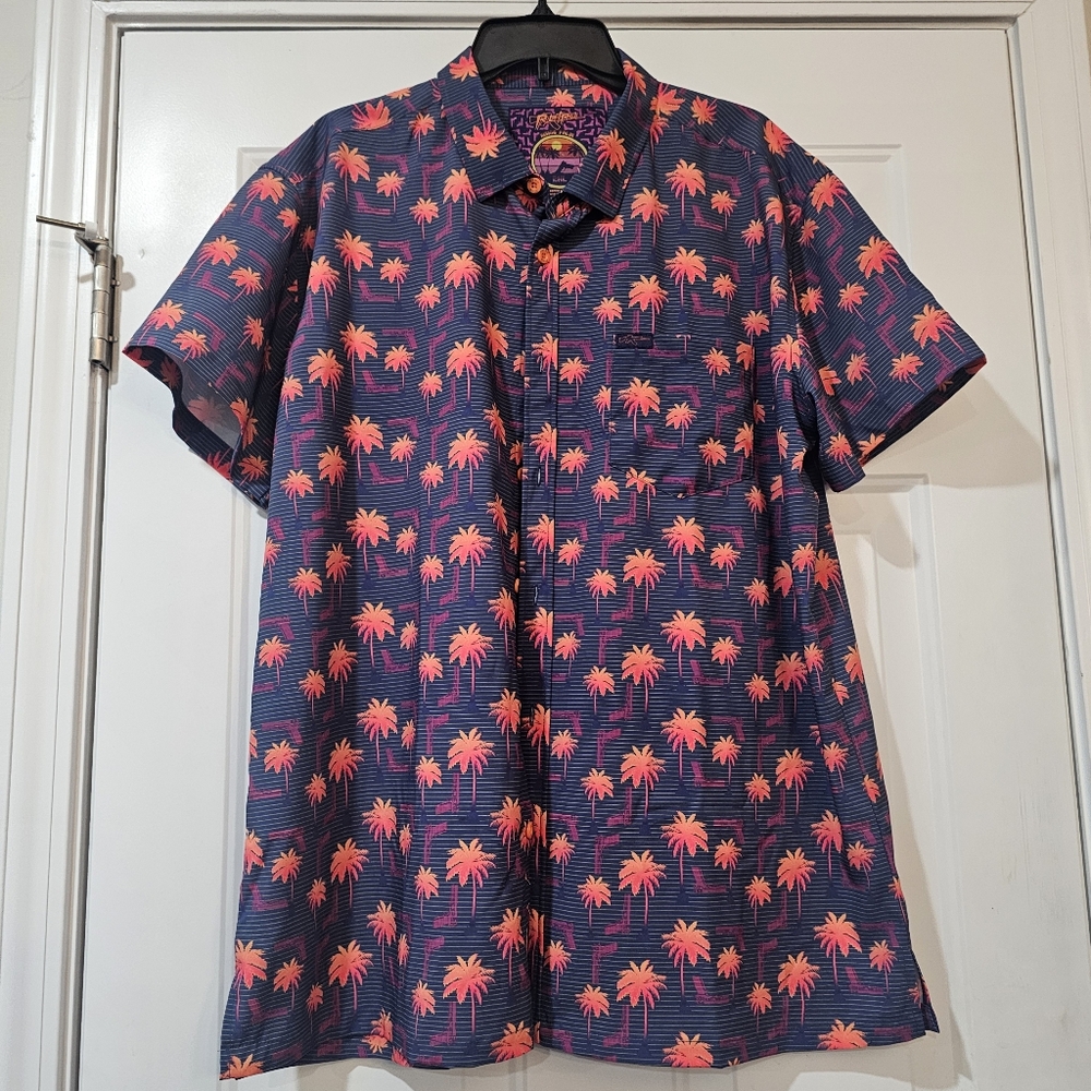 Rifle Retro Rising Palm Short Sleeve Button Down Size 2XL
